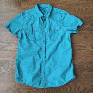 Guess Men's Blue Casual Shirt short sleeve sz.M